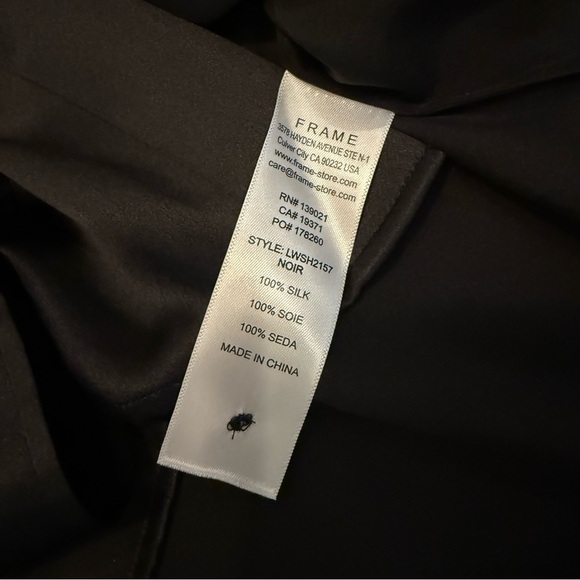 FRAME Gillian Long Sleeve Black Silk Top, M - Picture 12 of 13